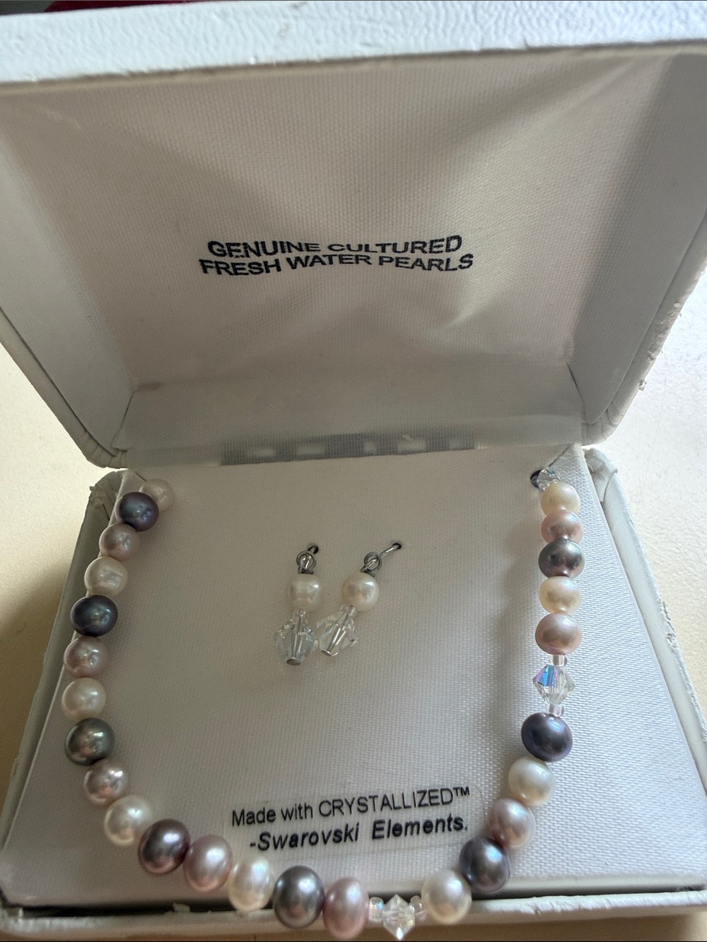 Atelier Swarovski Multicolor Pearl Necklace with Crystal Accents